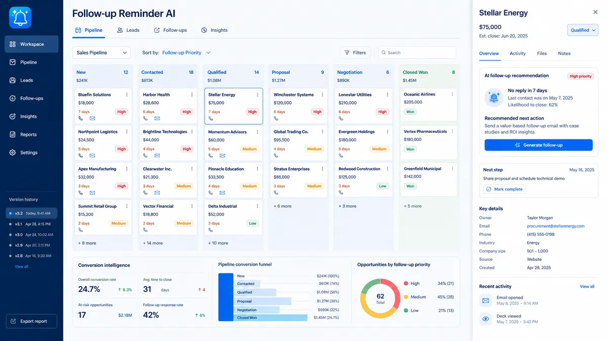 Follow-up Reminder AI application overview