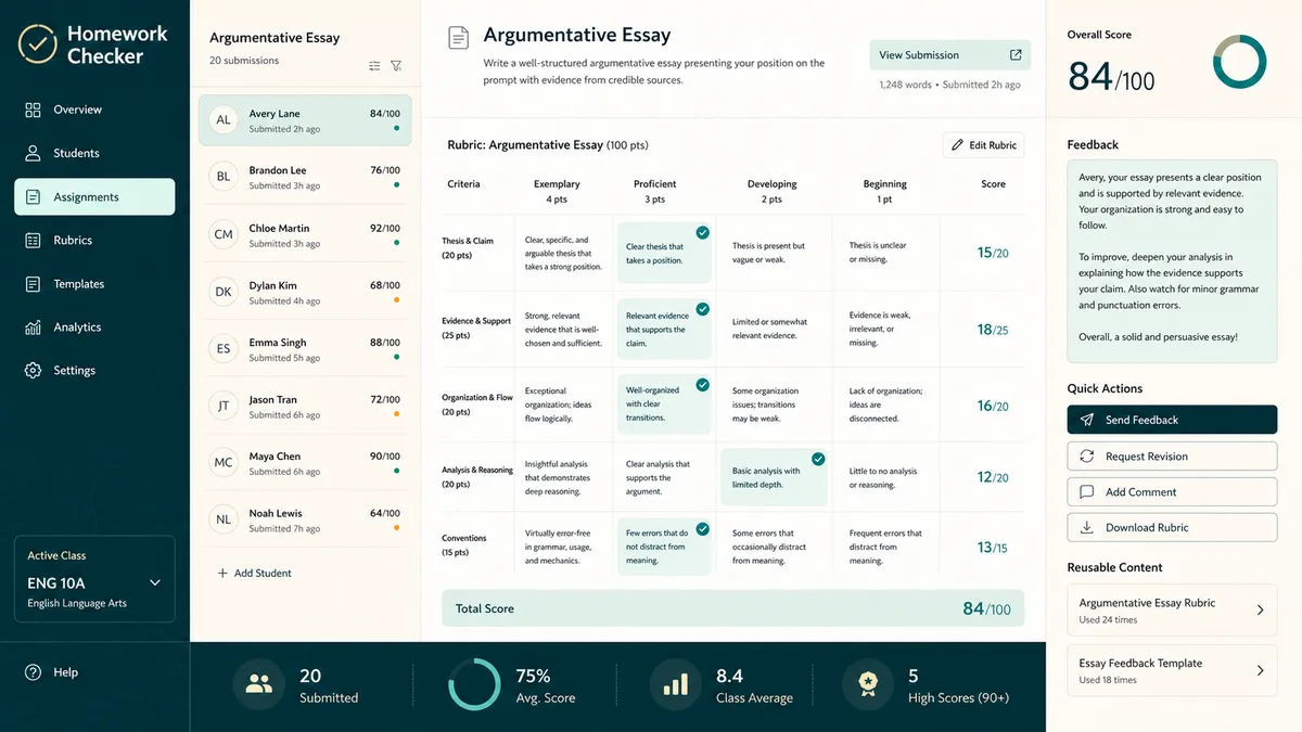 Homework Checker application overview