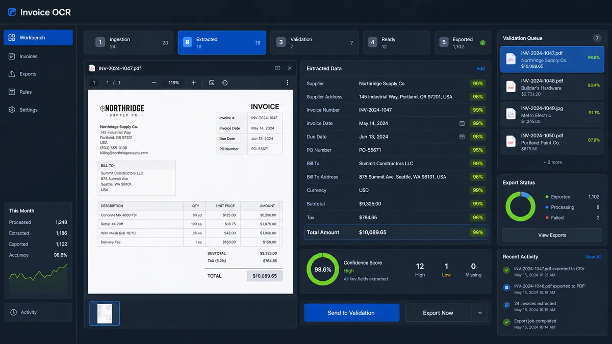 Invoice OCR application overview