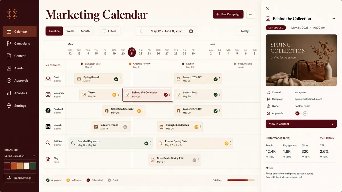 Marketing Calendar application overview