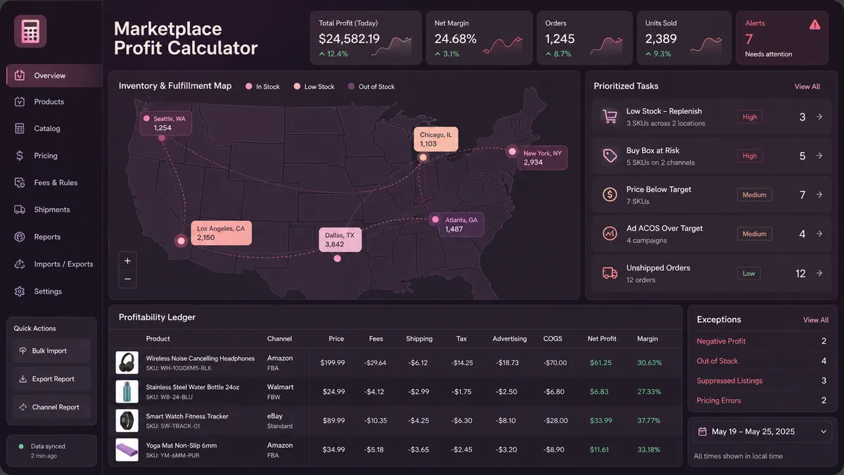 Marketplace Profit Calculator application overview