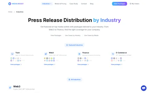 Press release distribution by industry
