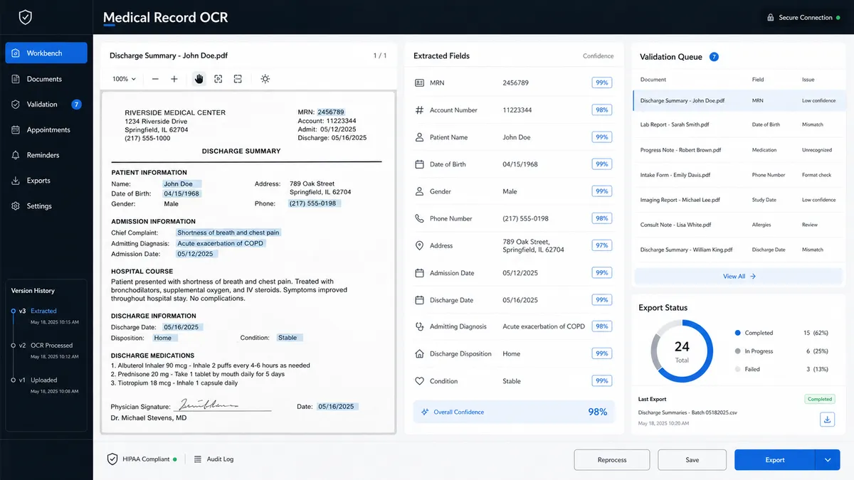 Medical Record OCR application overview