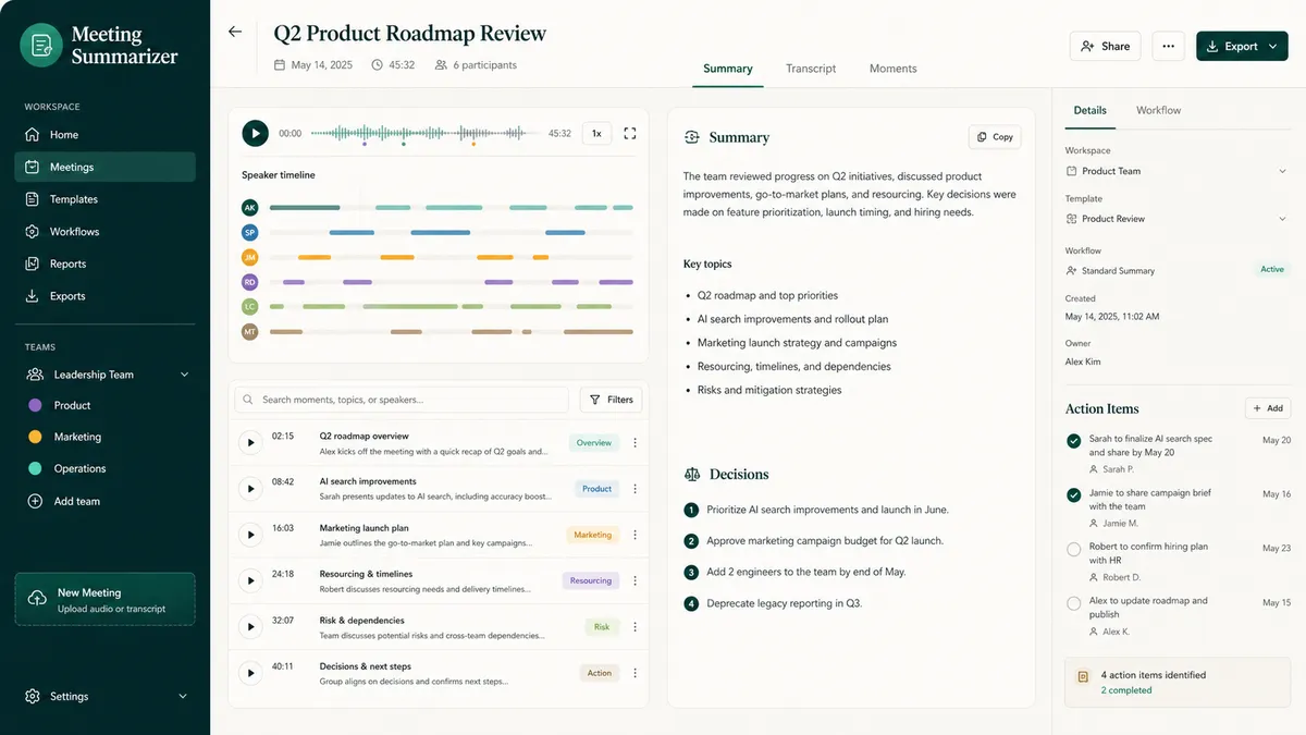 Meeting Summarizer application overview