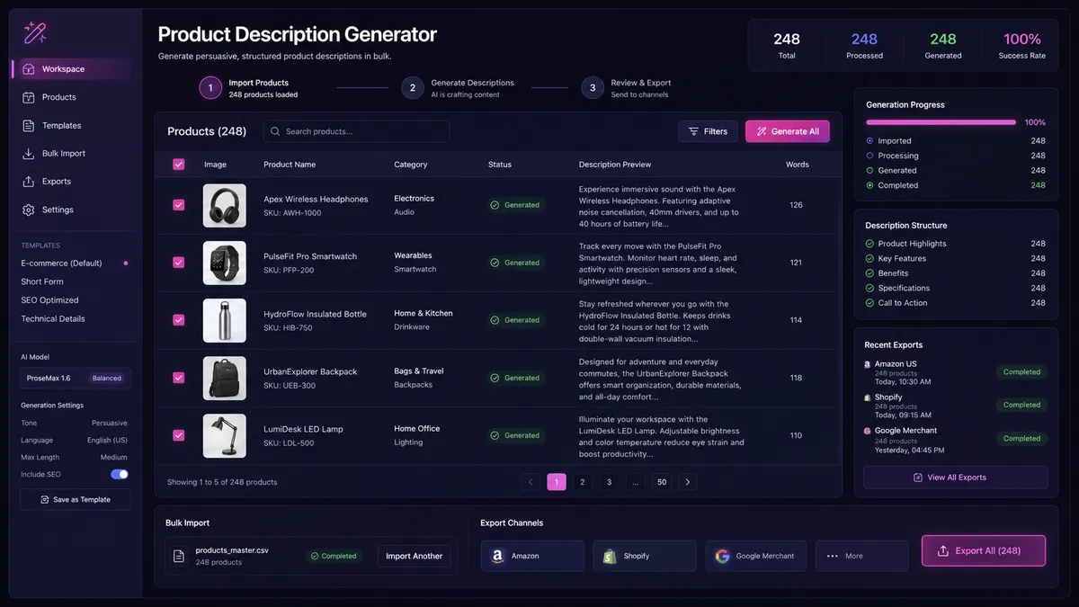 Product Description Generator application overview
