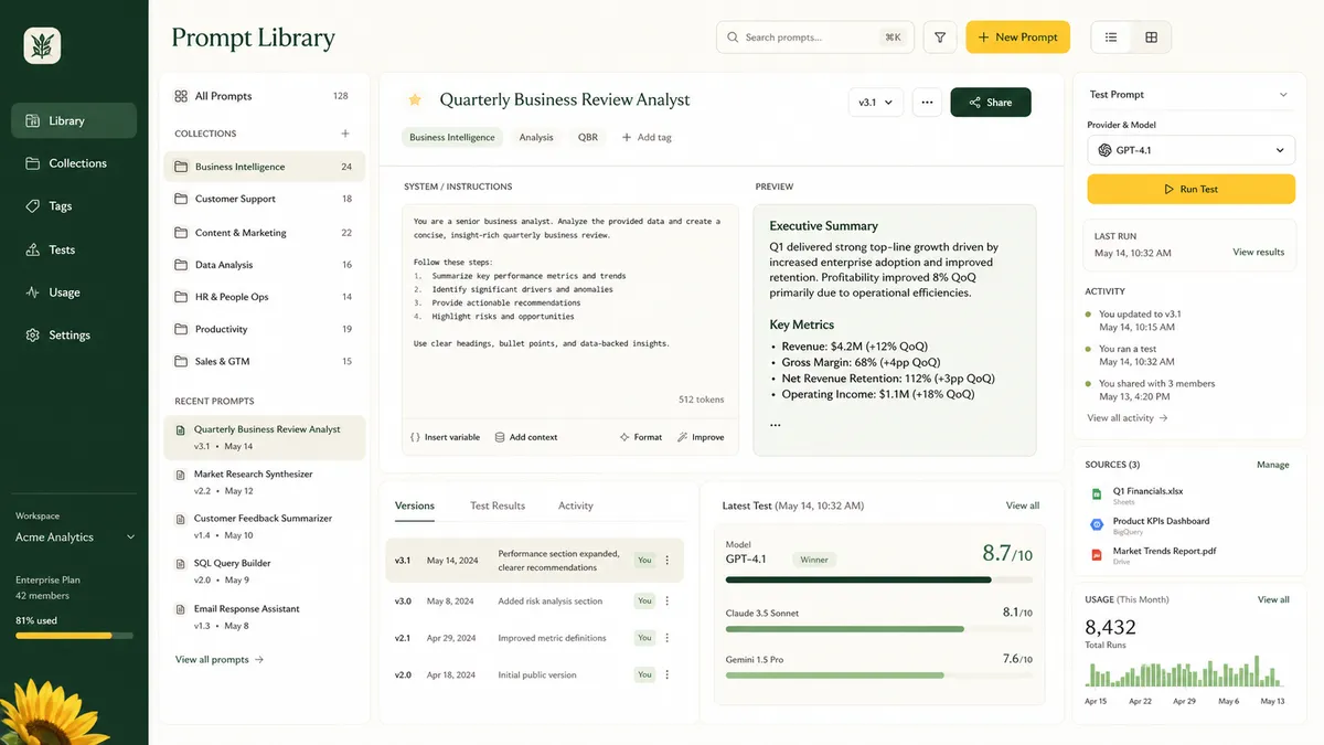 Prompt Library application overview