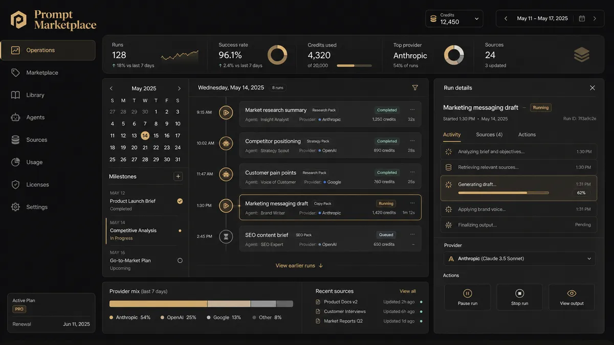 Prompt Marketplace application overview