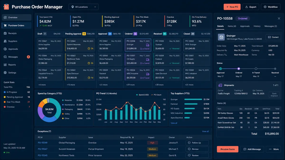 Purchase Order Manager application overview
