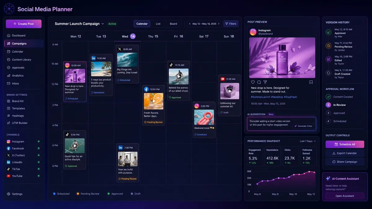 Social Media Planner application overview