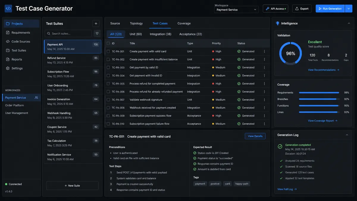 Test Case Generator application overview
