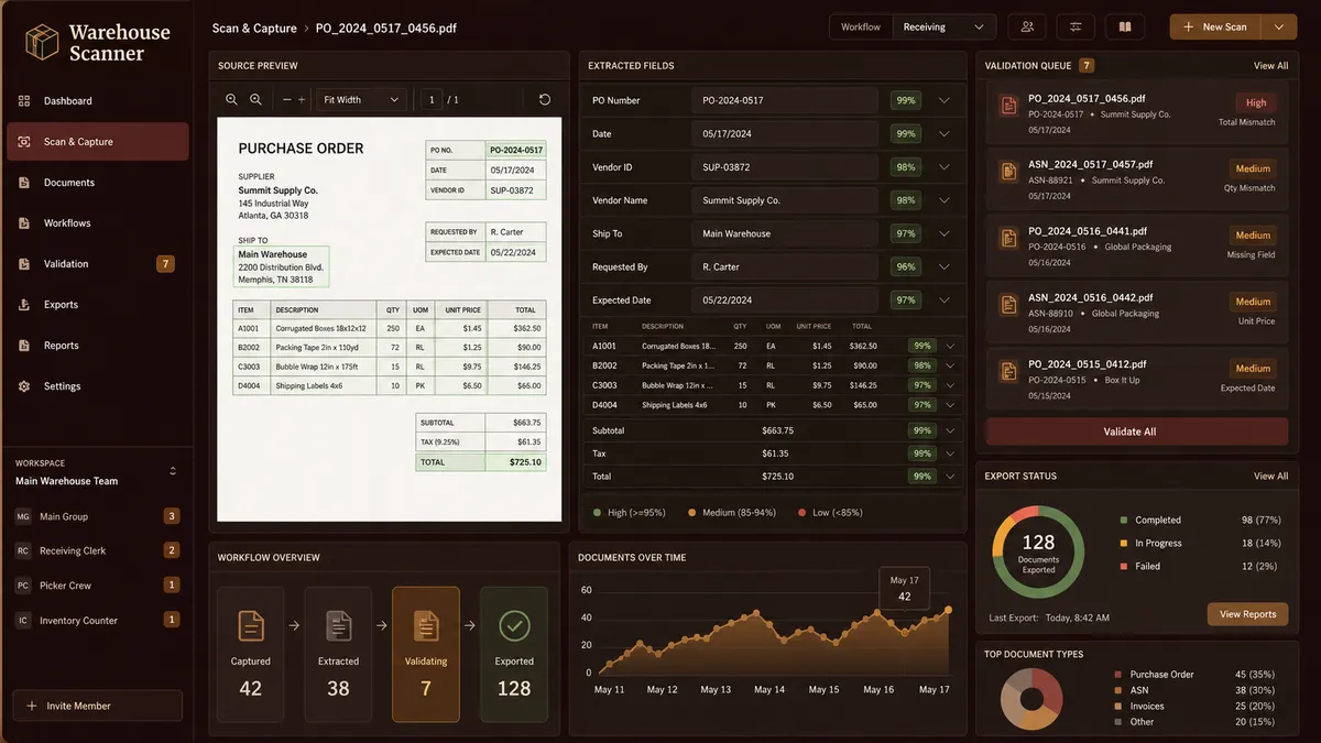 Warehouse Scanner application overview